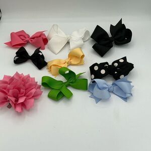 Colorful Kids Hair Bows 3-4” inches Set of 9